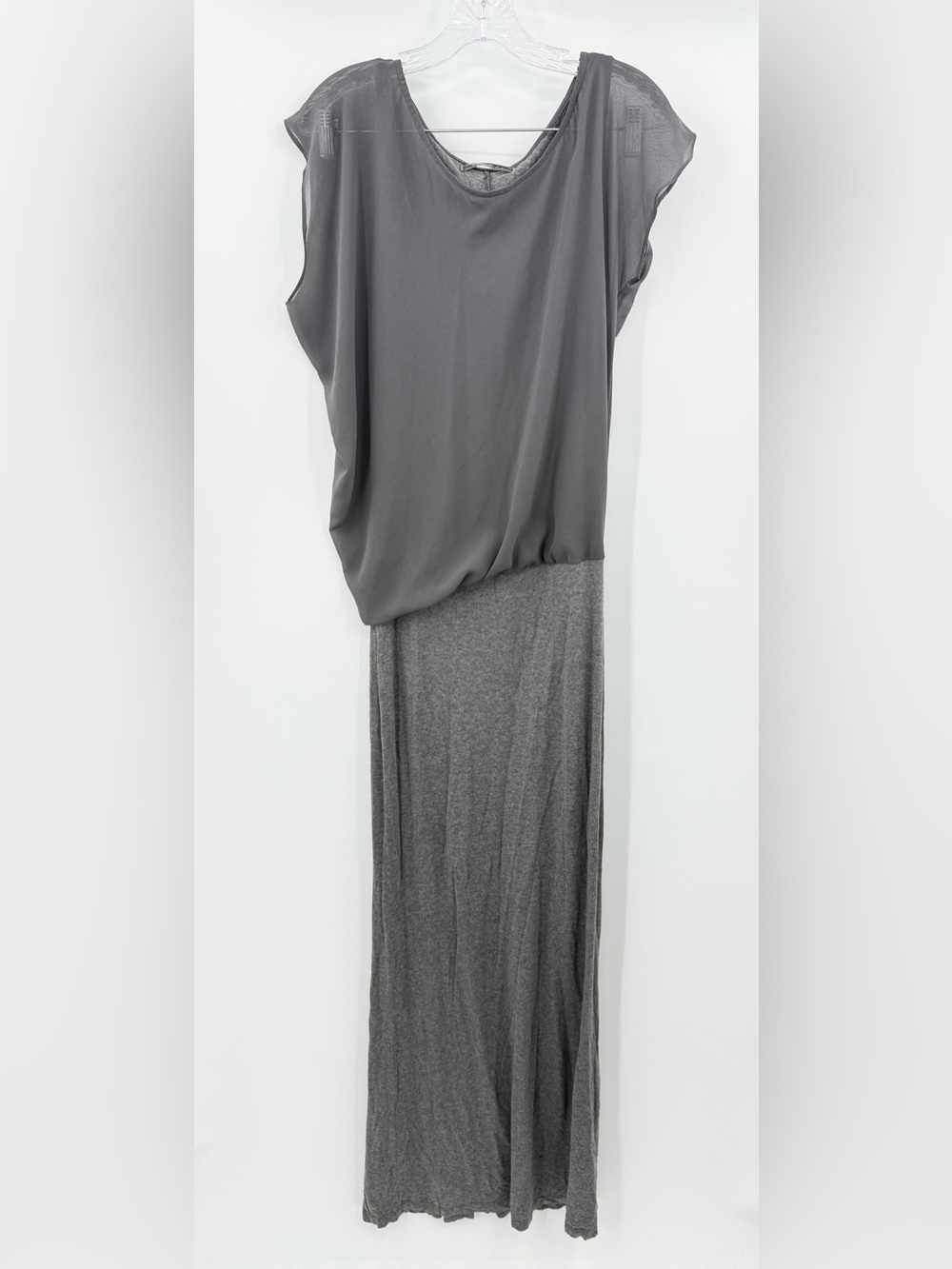 Anthropologie Velvet Graham Spencer Grey Jersey & Chiffon Maxi Dress Size Small